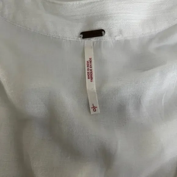 Free People Mia Gauze Embroidered Mini Dress White Boho Tunic L Boho Festival - Picture 8 of 10